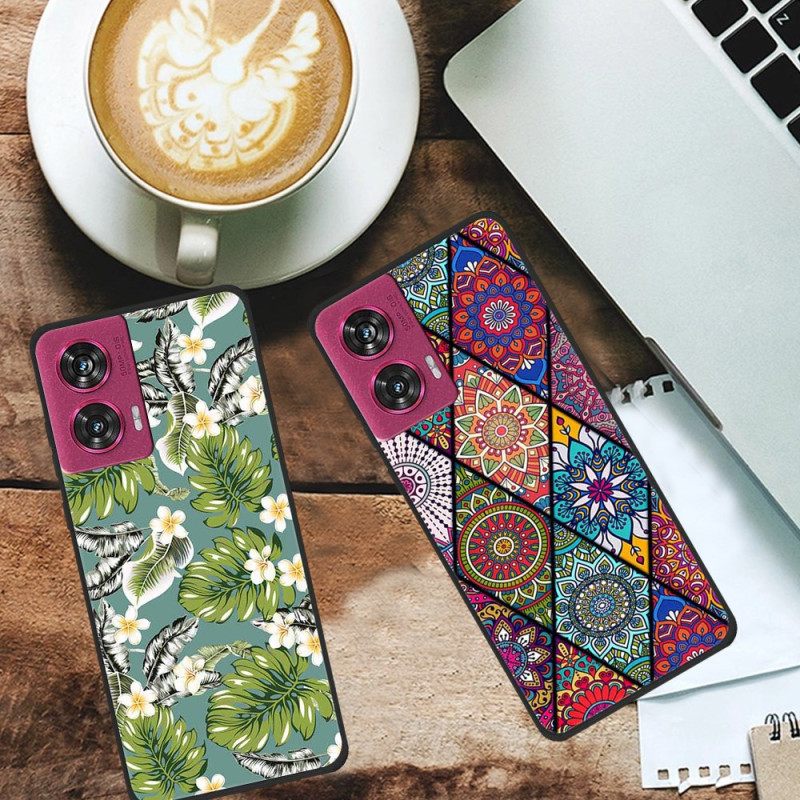 Δερματινη Θηκη Motorola Edge 50 Fusion Floral Σιλικόνης