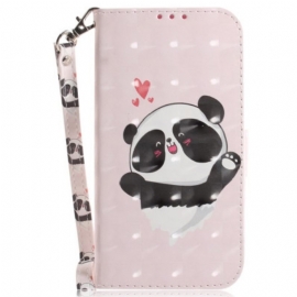 Δερματινη Θηκη Motorola Edge 50 Fusion Panda Love With Strap Σιλικόνης