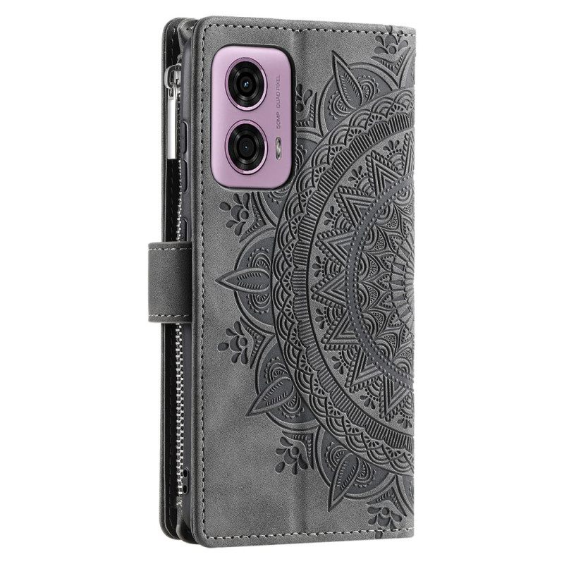 Δερματινη Θηκη Motorola Edge 50 Fusion Πορτοφόλι Mandala Flower Suede Effect