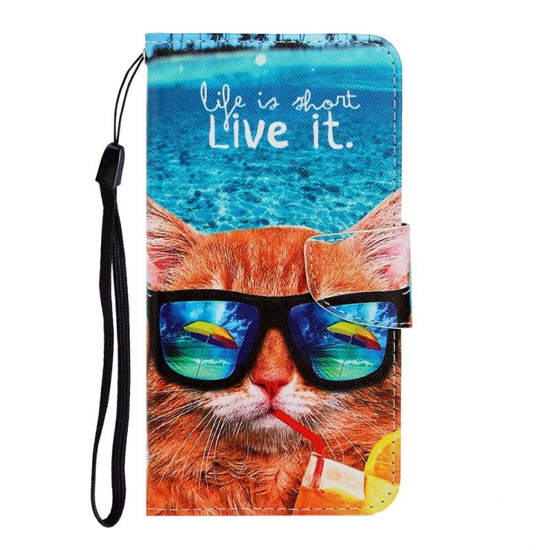 Κάλυμμα iPhone 13 με κορδονι Cat Live It Strappy