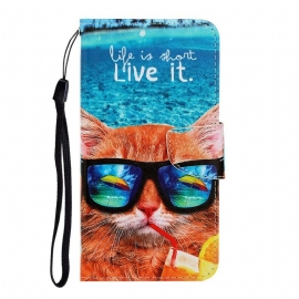 Κάλυμμα iPhone 13 με κορδονι Cat Live It Strappy