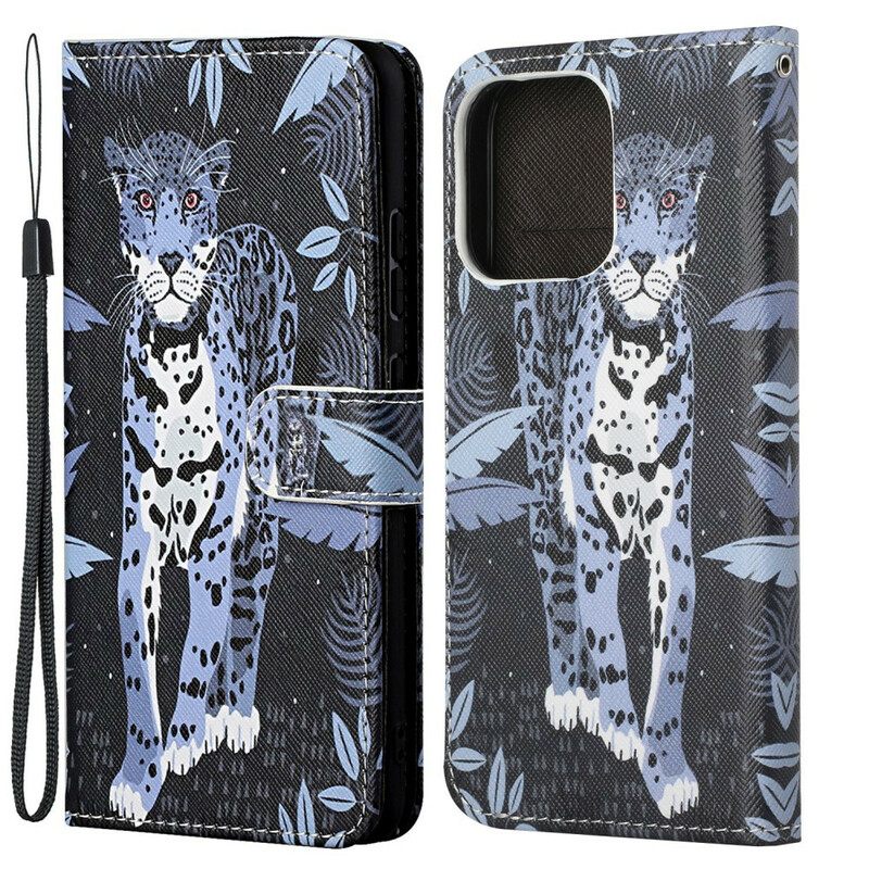 Κάλυμμα iPhone 13 με κορδονι Strappy Leopard