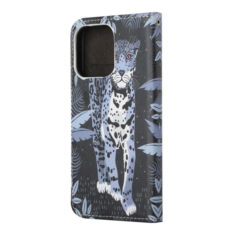 Κάλυμμα iPhone 13 με κορδονι Strappy Leopard