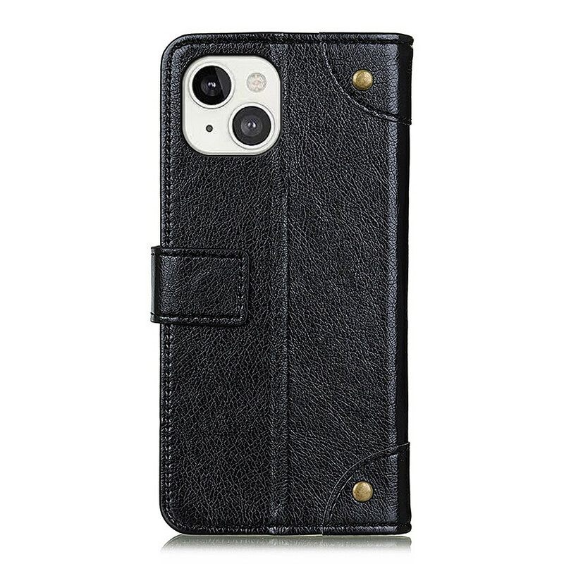 Κάλυμμα iPhone 13 Vintage Rivets Nappa Leather Style