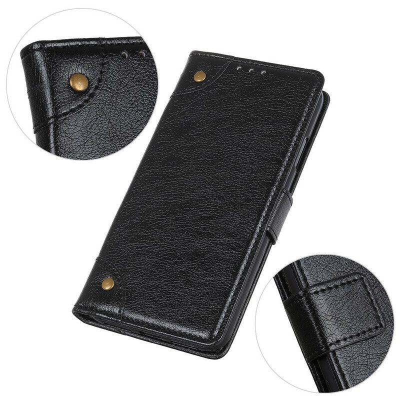 Κάλυμμα iPhone 13 Vintage Rivets Nappa Leather Style