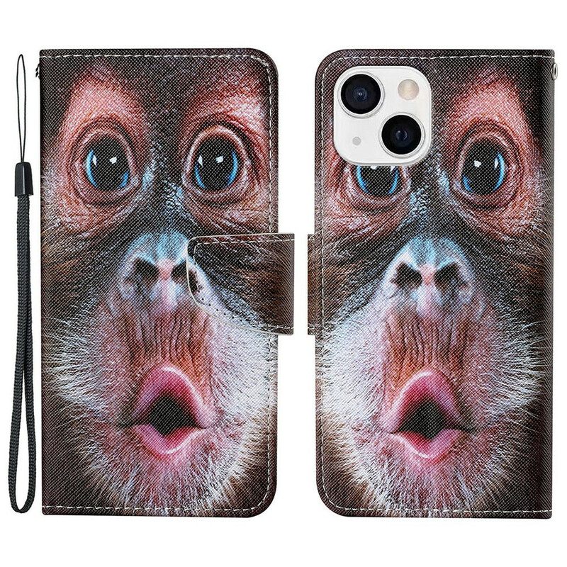 Θήκη Flip iPhone 13 με κορδονι Strappy Monkey