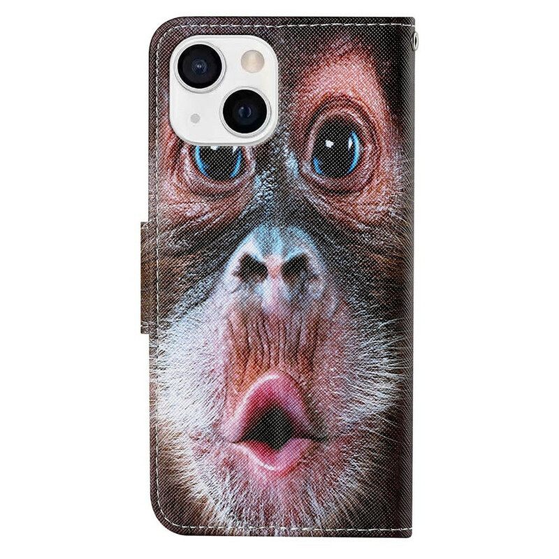 Θήκη Flip iPhone 13 με κορδονι Strappy Monkey