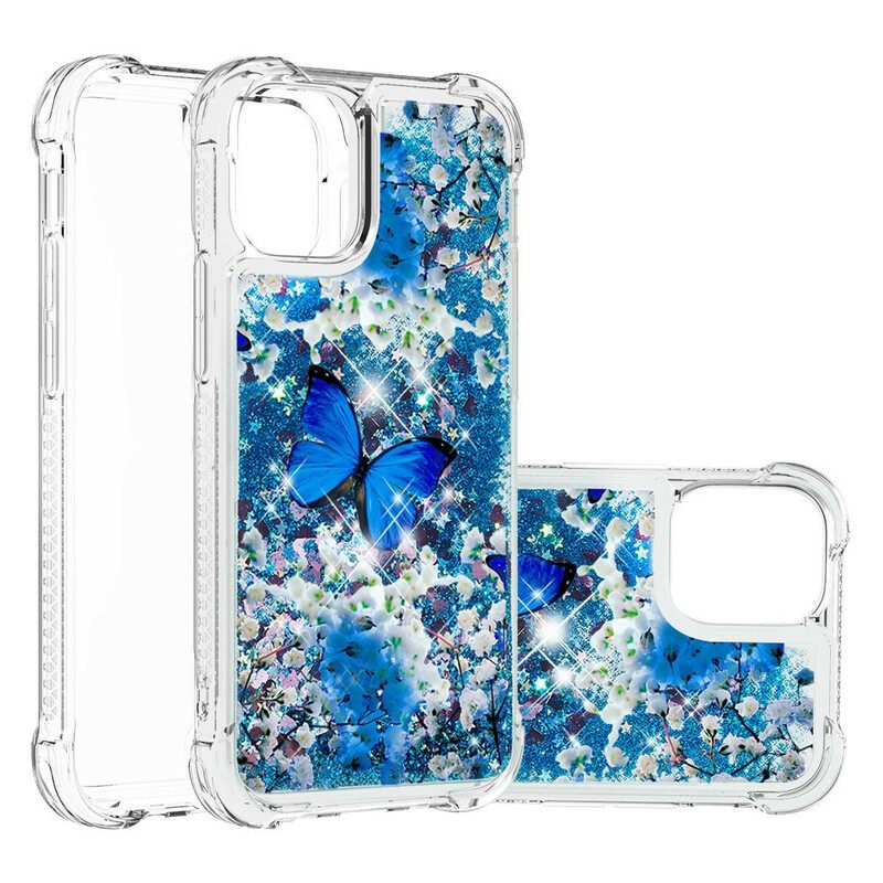 θηκη κινητου iPhone 13 Glitter Blue Butterflies