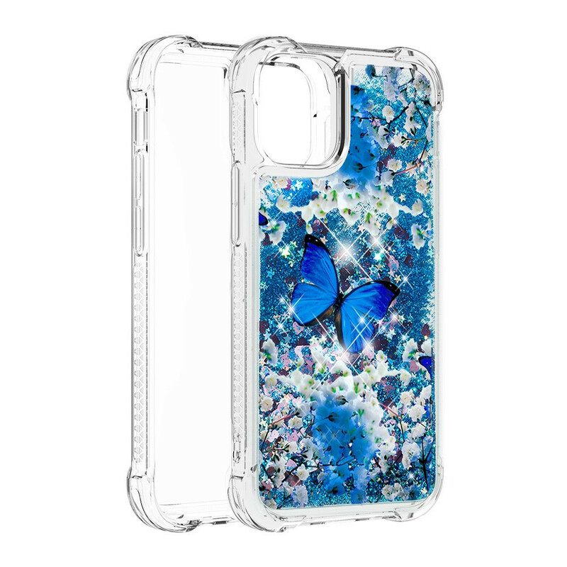 θηκη κινητου iPhone 13 Glitter Blue Butterflies