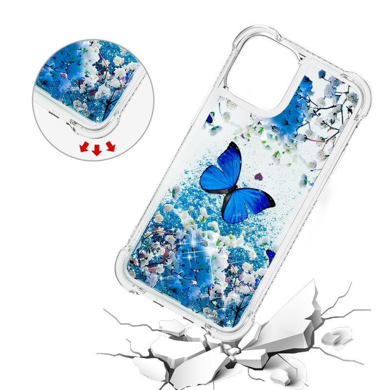 θηκη κινητου iPhone 13 Glitter Blue Butterflies