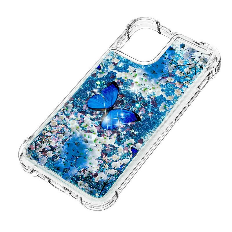 θηκη κινητου iPhone 13 Glitter Blue Butterflies