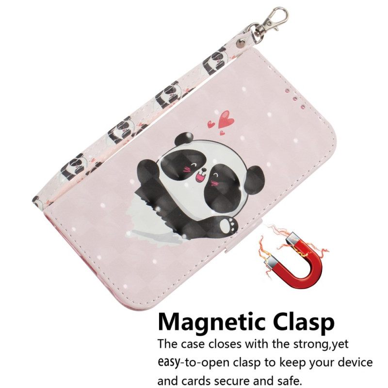 Δερματινη Θηκη Oppo Reno 12f 5g Panda Love With Strap