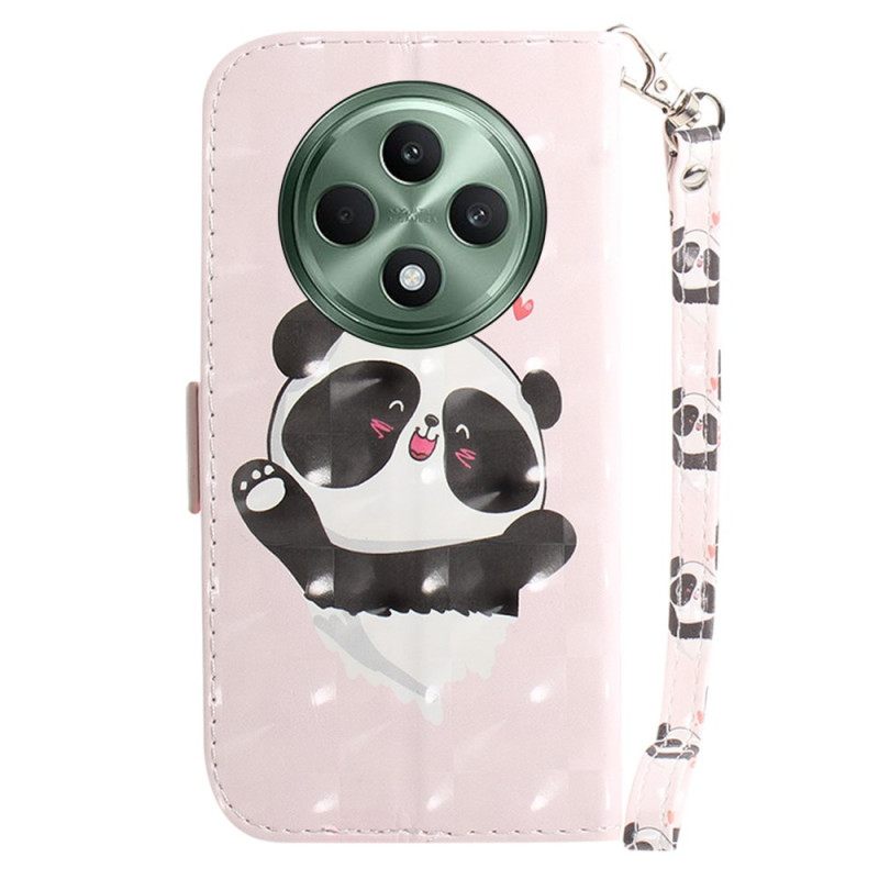 Δερματινη Θηκη Oppo Reno 12f 5g Panda Love With Strap