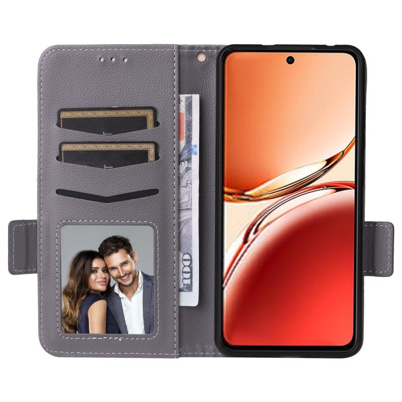 Θηκη Κινητου Oppo Reno 12f 5g Litchi Texture With Strap