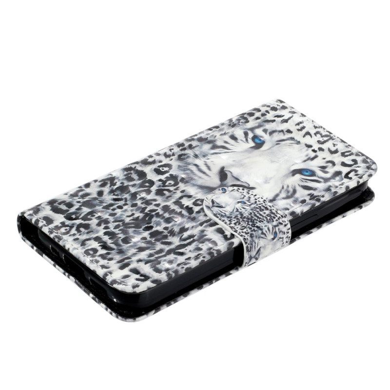 δερματινη θηκη iPhone 15 Plus με κορδονι 3d Leopard Με Λουράκι