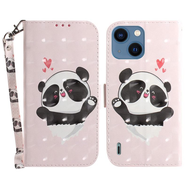 Κάλυμμα iPhone 15 Plus με κορδονι Panda Love With Strap