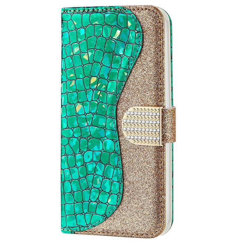 Θήκη Flip iPhone 13 Pro Max Crocodile Diamonds