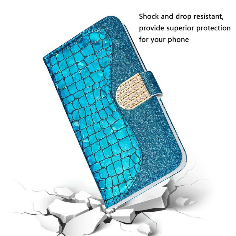 Θήκη Flip iPhone 13 Pro Max Crocodile Diamonds