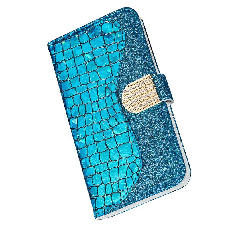 Θήκη Flip iPhone 13 Pro Max Crocodile Diamonds