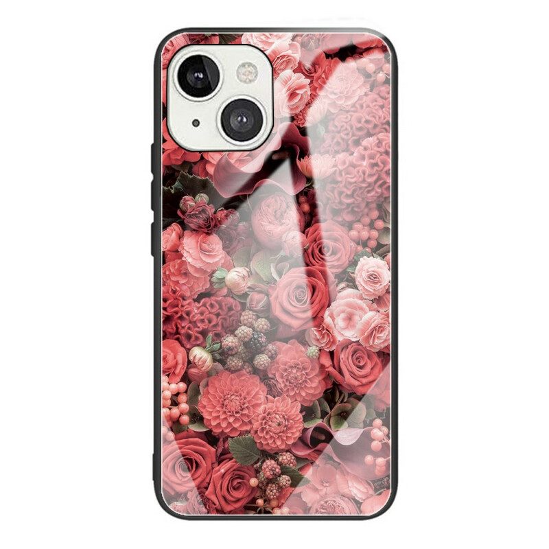 Θήκη iPhone 13 Pro Max Pink Flowers Σκληρυμένο Γυαλί