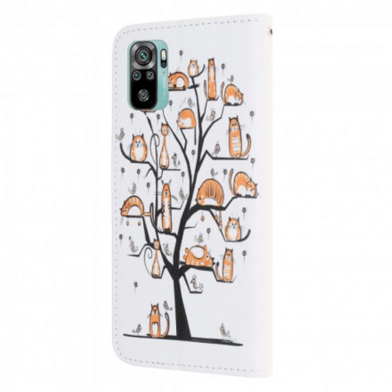 δερματινη θηκη Xiaomi Redmi Note 10 / 10S με κορδονι Funky Cats Με Λουράκι