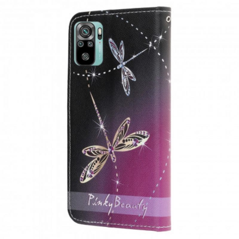 δερματινη θηκη Xiaomi Redmi Note 10 / 10S με κορδονι Strappy Dragonflies