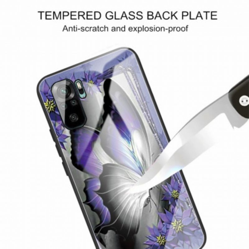 θηκη κινητου Xiaomi Redmi Note 10 / 10S Μωβ Butterfly Tempered Glass