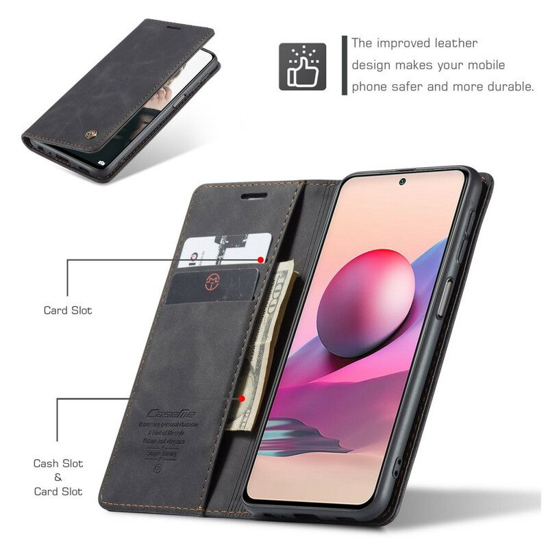 θηκη κινητου Xiaomi Redmi Note 10 / 10S Θήκη Flip Δερμάτινο Εφέ Caseme