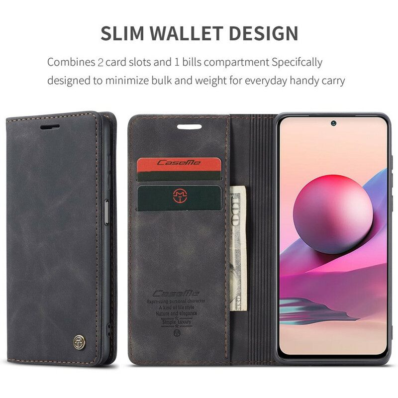 θηκη κινητου Xiaomi Redmi Note 10 / 10S Θήκη Flip Δερμάτινο Εφέ Caseme