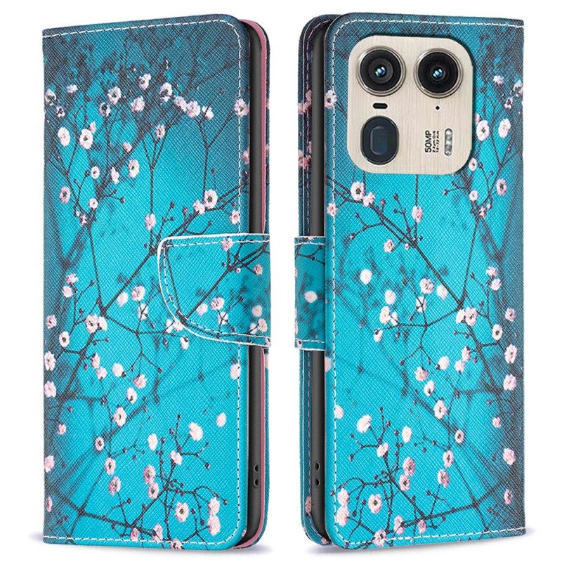 Δερματινη Θηκη Motorola Edge 50 Ultra Plum Blossoms Σιλικόνης