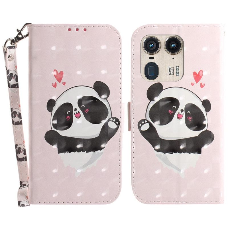 Θηκη Κινητου Motorola Edge 50 Ultra Θήκες Κινητών Panda Love With Strap