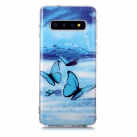 Θήκη Samsung Galaxy S10 Φθορίζουσα Μπλε Πεταλούδα