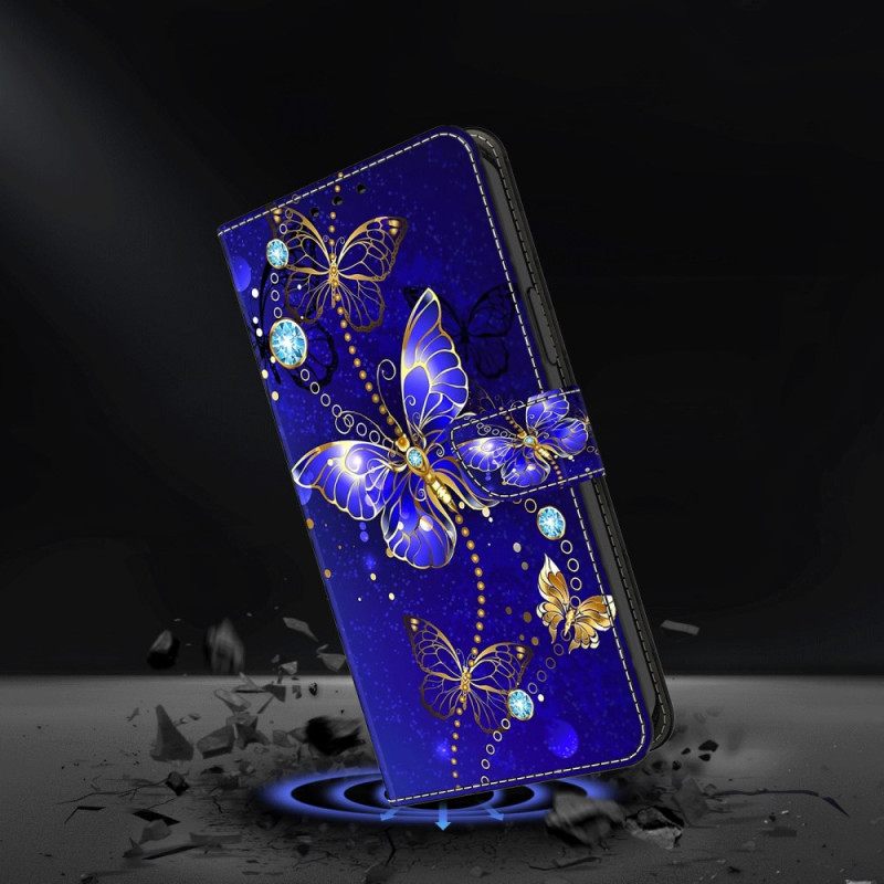 Θηκη Κινητου Honor X9b / Magic 6 Lite Blue Diamond Butterflies