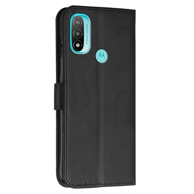 Θήκη Flip Moto E40 / E30 / E20 με κορδονι Strappy Geo Leather Effect