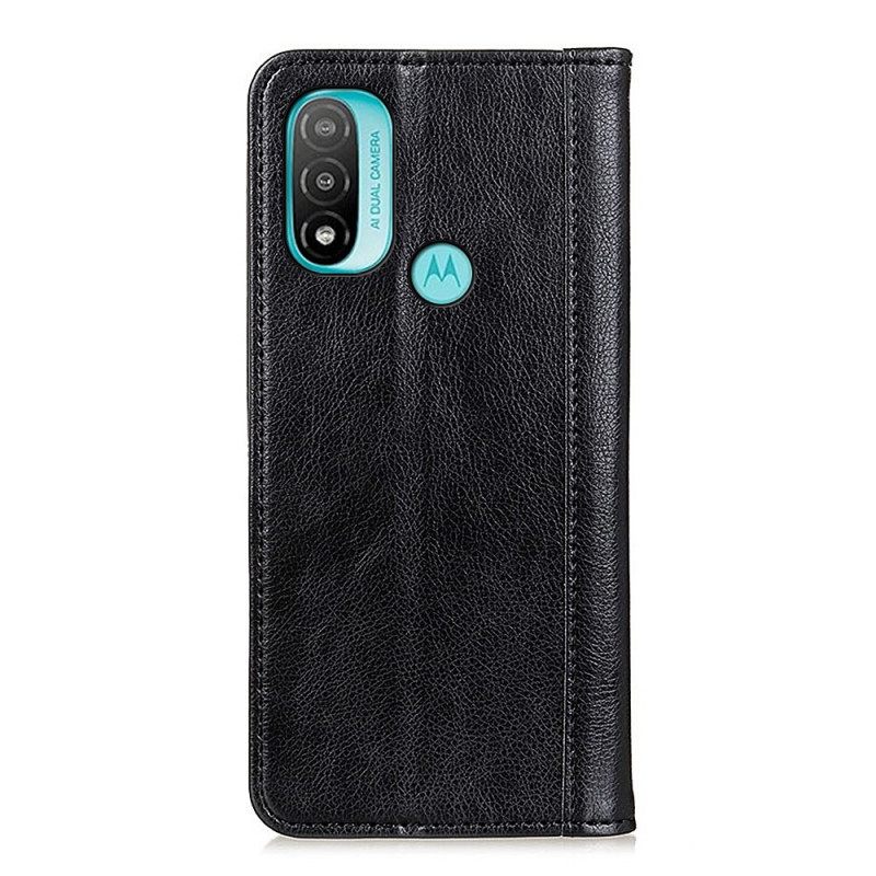 θηκη κινητου Moto E40 / E30 / E20 Θήκη Flip Elegance Split Leather Litchi