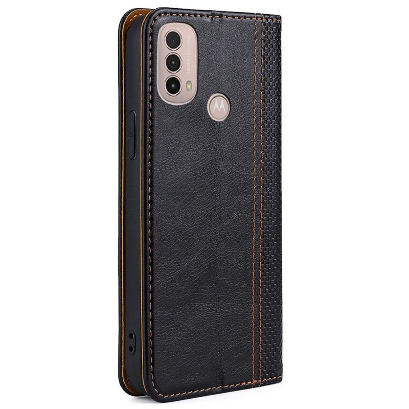 θηκη κινητου Moto E40 / E30 / E20 Θήκη Flip Litchi Split Leather Rattch