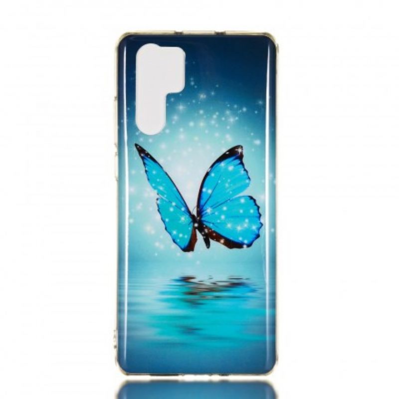 θηκη κινητου Huawei P30 Pro Φθορίζουσα Μπλε Πεταλούδα