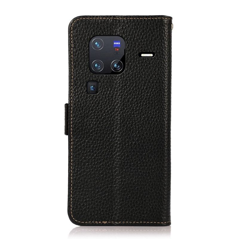 Κάλυμμα Vivo X80 Pro Litchi Leather Khazneh Rfid