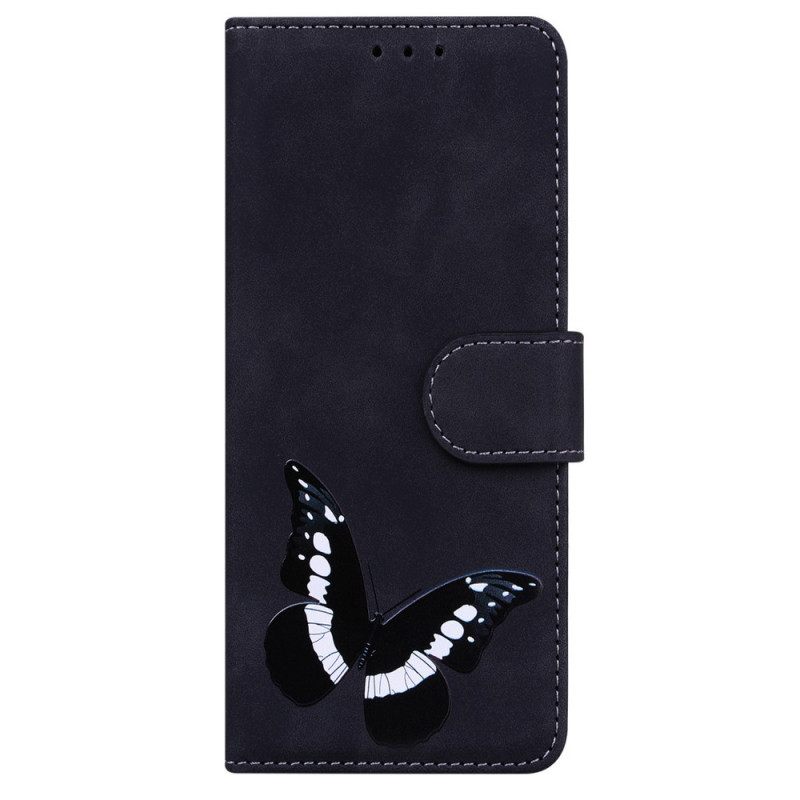 Θήκη Flip Samsung Galaxy A03s Πεταλούδα Skin-touch