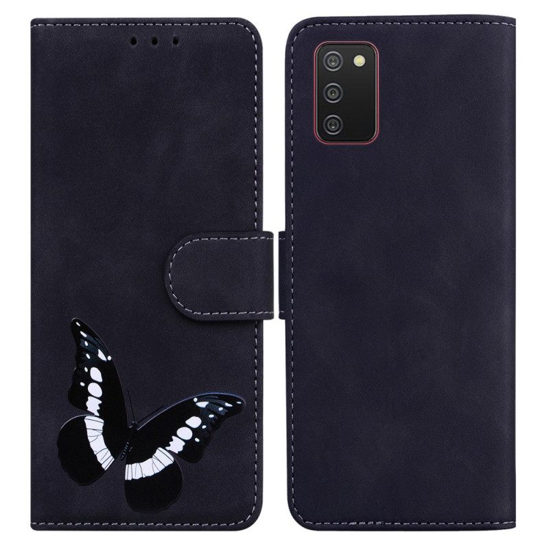 Θήκη Flip Samsung Galaxy A03s Πεταλούδα Skin-touch