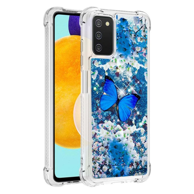 θηκη κινητου Samsung Galaxy A03s Glitter Blue Butterflies