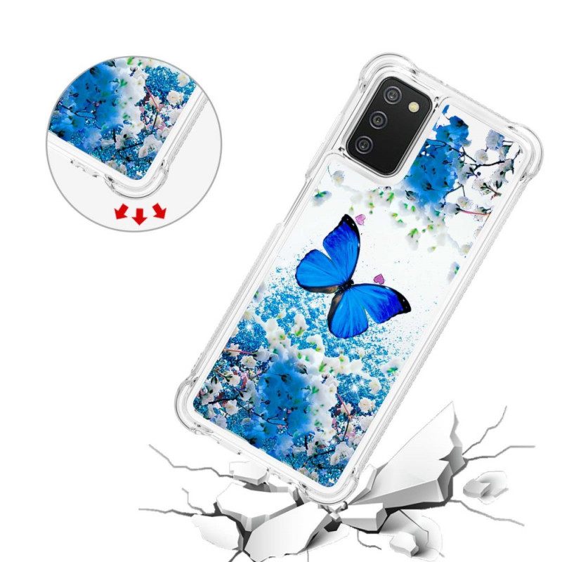 θηκη κινητου Samsung Galaxy A03s Glitter Blue Butterflies