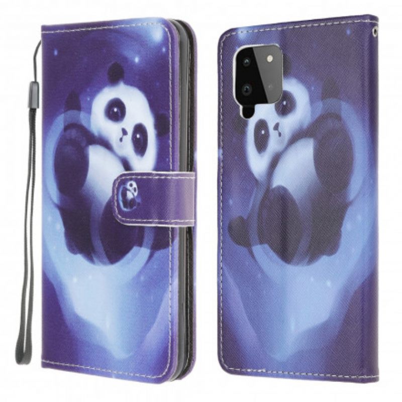 δερματινη θηκη Samsung Galaxy A22 4G με κορδονι Panda Space Strap