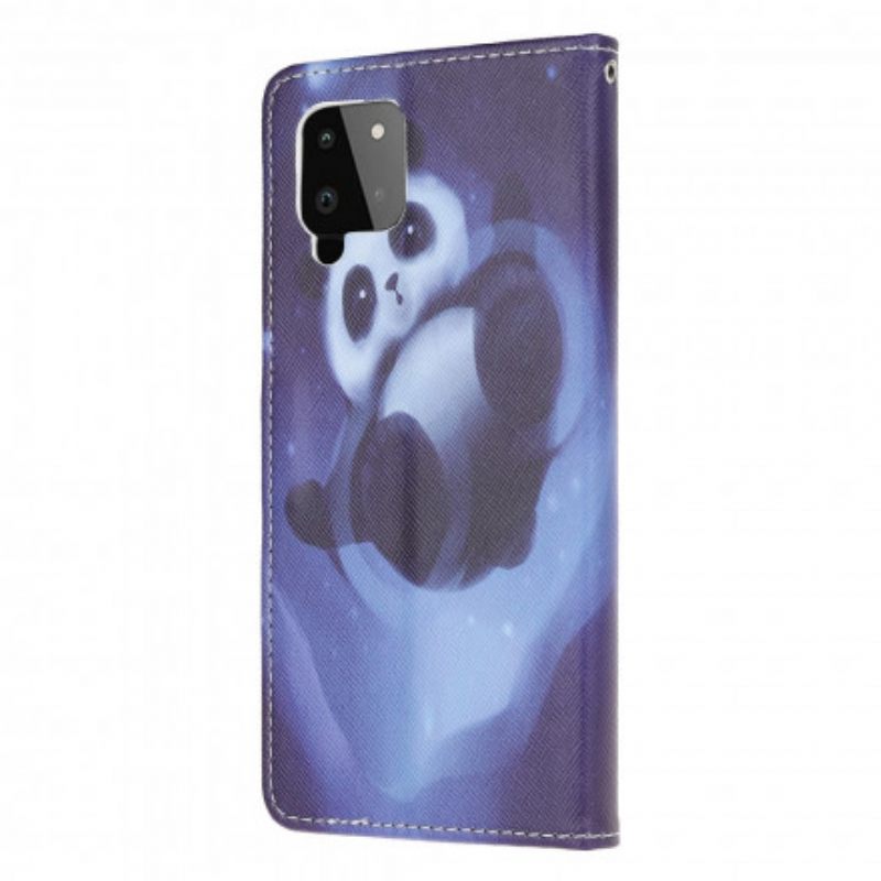 δερματινη θηκη Samsung Galaxy A22 4G με κορδονι Panda Space Strap