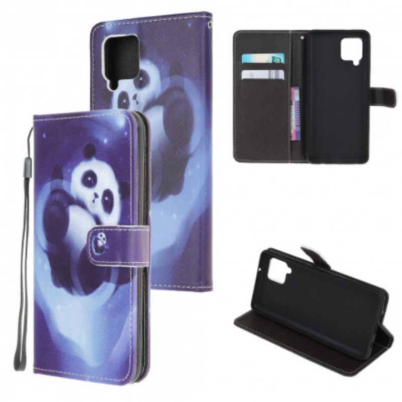 δερματινη θηκη Samsung Galaxy A22 4G με κορδονι Panda Space Strap