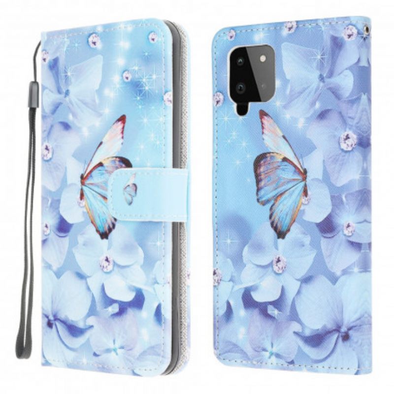 Κάλυμμα Samsung Galaxy A22 4G με κορδονι Diamond Strappy Butterflies