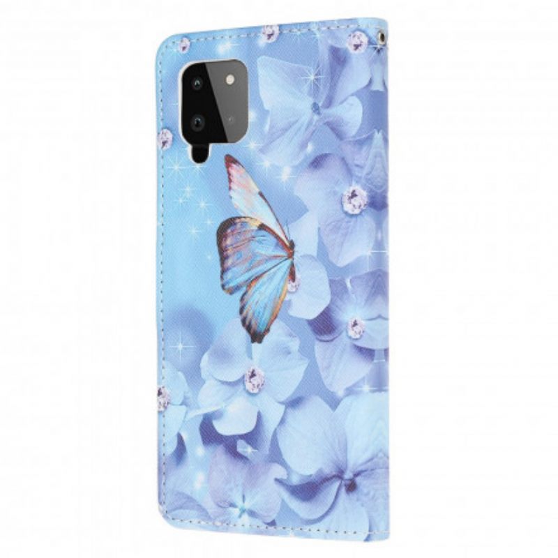 Κάλυμμα Samsung Galaxy A22 4G με κορδονι Diamond Strappy Butterflies