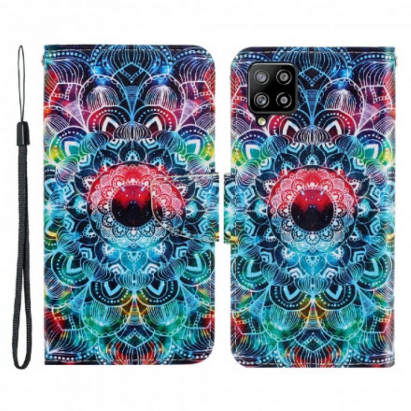 Θήκη Flip Samsung Galaxy A22 4G με κορδονι Flashy Mandala Με Λουράκι