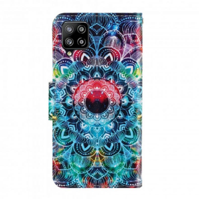 Θήκη Flip Samsung Galaxy A22 4G με κορδονι Flashy Mandala Με Λουράκι