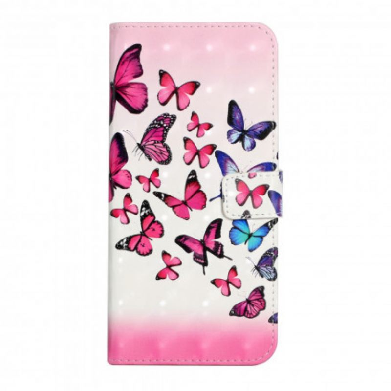 Θήκη Flip Samsung Galaxy A22 4G με κορδονι Flight Of Butterflies With Strap